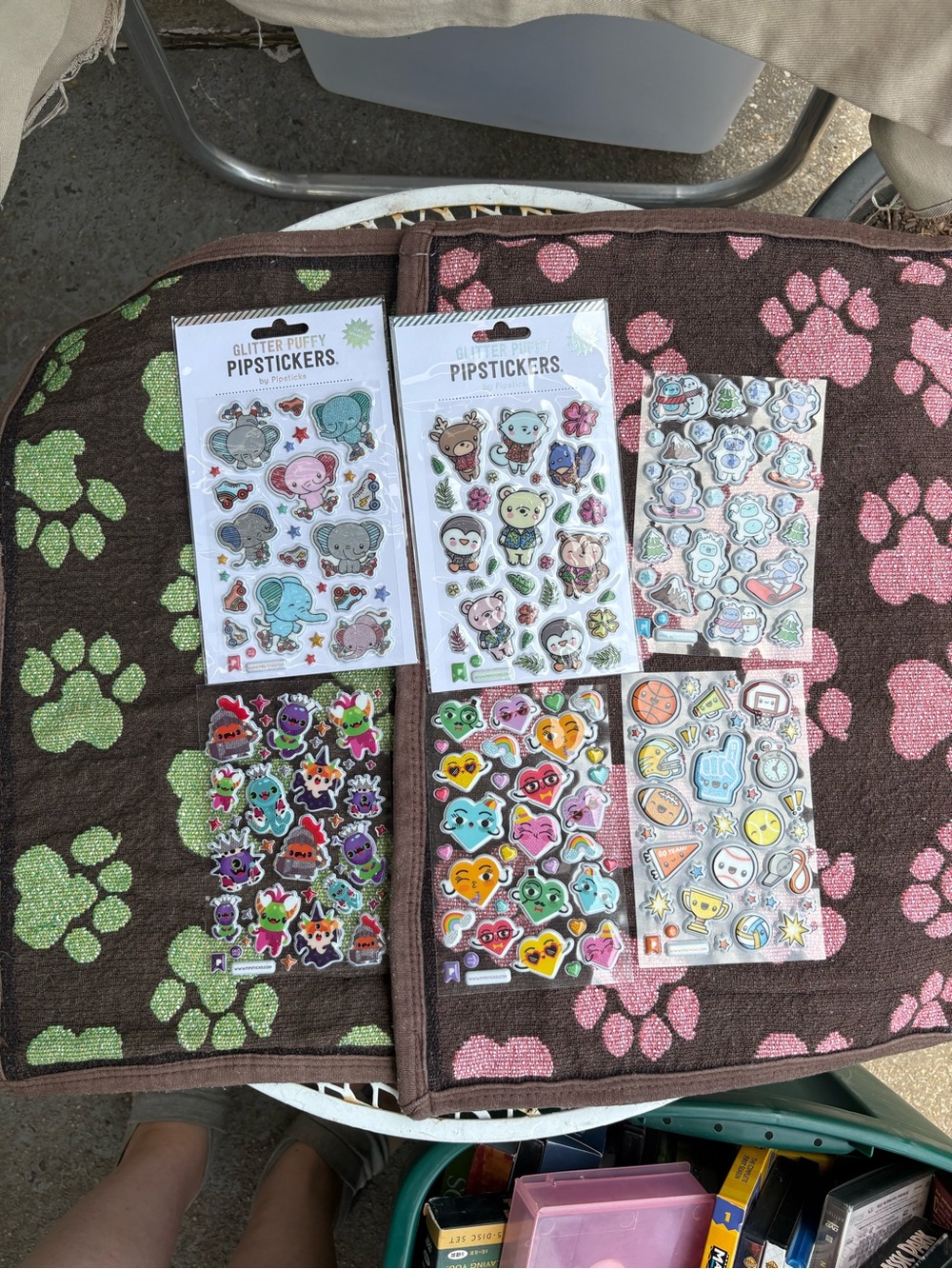 Pipsticks glitter puffy stickers 6 packs sparkly aloha animals skating elephants